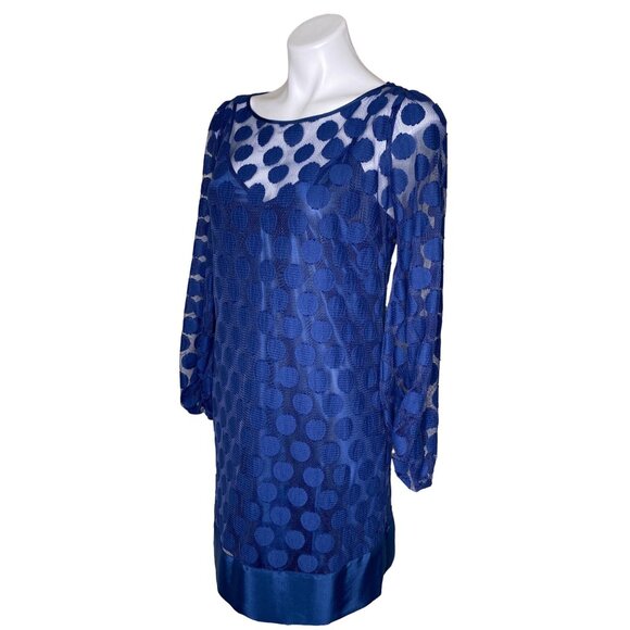 Laundry By Shelli Segal NWT $195 Night Sky Polka Dot Sheer Overlay Dress, Size 8 - Picture 7 of 10
